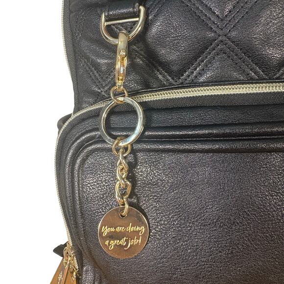 Itzy Ritzy Boss Diaper Bag Backpack Black Quilted Vegan Leather - Picture 8 of 13